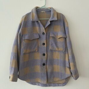 JODIFL Cream & Lavender Plaid Shacket